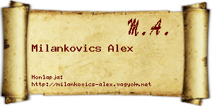 Milankovics Alex névjegykártya