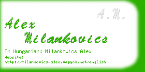 alex milankovics business card